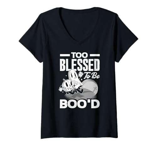 Damen Lustig ist kein Geist wie das heilige christliche Halloween T-Shirt mit V-Ausschnitt Damen Lustig ist kein Geist wie das heilige christliche Halloween T-Shirt mit V-Ausschnitt von Holy Bible Spirit Christian Ghost Halloween gifts