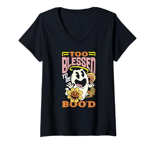 Damen Lustig ist kein Geist wie das heilige christliche Halloween T-Shirt mit V-Ausschnitt Damen Lustig ist kein Geist wie das heilige christliche Halloween T-Shirt mit V-Ausschnitt von Holy Bible Spirit Christian Ghost Halloween gifts