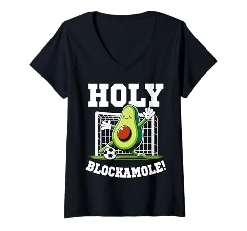 Damen Holy Blockamole Fußballspieler Avocado Fußball lustig T-Shirt mit V-Ausschnitt Damen Holy Blockamole Fußballspieler Avocado Fußball lustig T-Shirt mit V-Ausschnitt von Holy Blockamole soccer