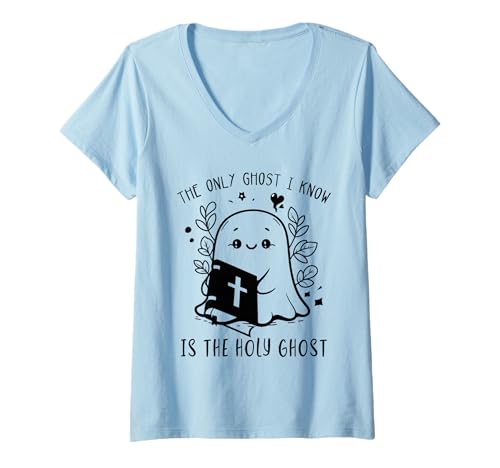 Damen Bibel Der einzige Geist, den ich kenne, ist der Heilige Geist Boo Halloween T-Shirt mit V-Ausschnitt Damen Bibel Der einzige Geist, den ich kenne, ist der Heilige Geist Boo Halloween T-Shirt mit V-Ausschnitt von Holy Ghost Spooky Halloween Shirts
