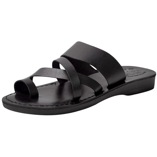 Holy Land Market Camel Biblische Herren-Sandalen aus echtem Leder, Schwarz - Schwarz - Größe: 38.5/41.5 EU von Holy Land Market