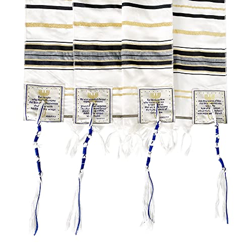 Holy Land Market Messianischer christlicher Schal/Tallit – Der Messiah Tallit – Größe M (183 x 81 cm) – Schwarz, schwarz von Holy Land Market