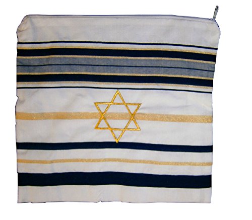 Holy Land Market Tasche für Acryl Tallit/Tallis (27,9 x 27,9 cm) – Davidstern (nur Tasche), Dunkelblau mit goldener Linie von Holy Land Market