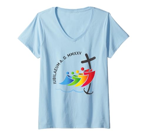 Damen Jubilee 2025 Pilger Souvenir Rom - katholischer Glaube Geschenk T-Shirt mit V-Ausschnitt Damen Jubilee 2025 Pilger Souvenir Rom - katholischer Glaube Geschenk T-Shirt mit V-Ausschnitt von Holy Pilgrimage