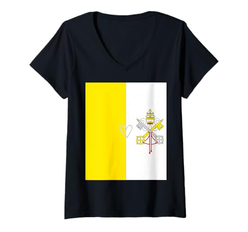 Damen Flagge des Heiligen Stuhls Vatikan Herz stolze christliche katholische Kirche T-Shirt mit V-Ausschnitt Damen Flagge des Heiligen Stuhls Vatikan Herz stolze christliche katholische Kirche T-Shirt mit V-Ausschnitt von Holy See Flag Vatican Catholic Church Gifts Idea