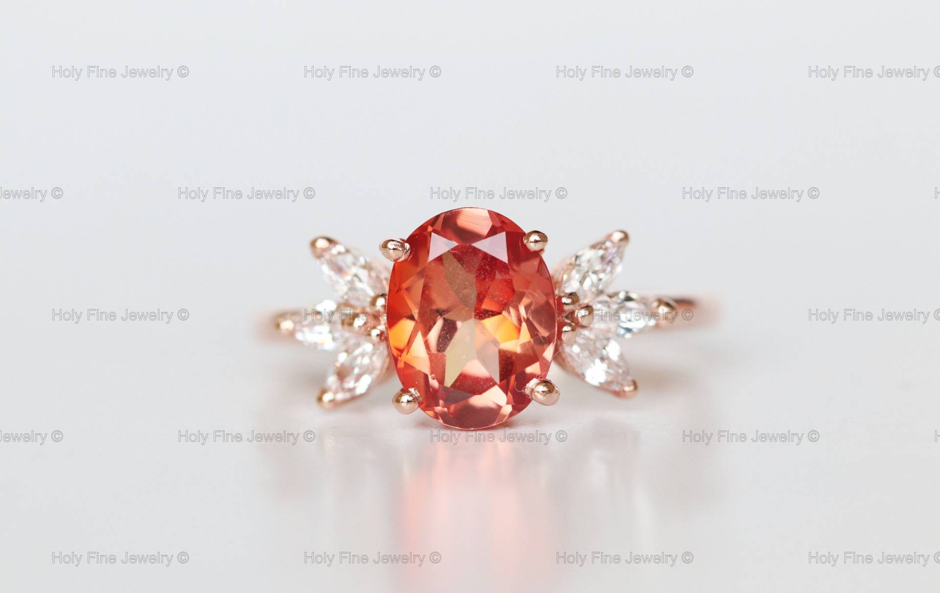 2Ct.orange Padparadscha Saphir Diamant Jubiläumsring Quarz Edelstein Ring Valentine Ehering Weihnachtsgeschenke von HolyFineJewelry