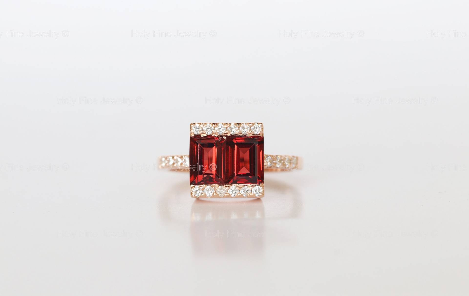 Natürlicher Roter Granat Ring 14K Roségold Vermeil Natur Verlobungsring Januar Geburtsstein Jahrestag Geschenk Für Sie von HolyFineJewelry