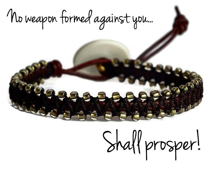 Armband Geflochten ~ Makramee Stapeln Lederarmband Christian Jewelry Weihnachtsgeschenk Boho-Stil Gesegnet Schmuck Geschenkidee von HolyFireDesigns