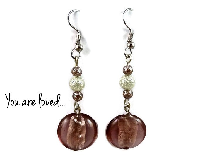 Handgefertigte Pink Und Silber Ohrringe Ohrringe, Stein, Stardust Gesegnet Schmuck, Christian, Christian Jewelry von HolyFireDesigns