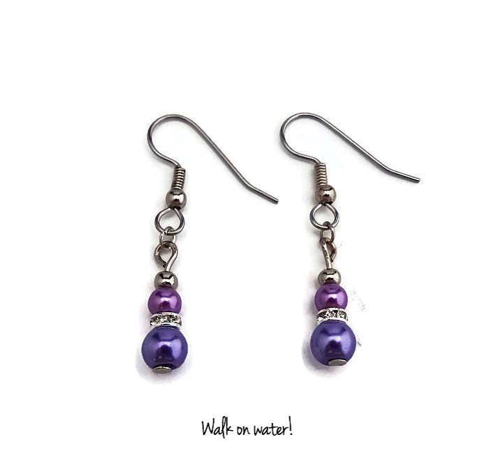 Lila Und Rosa Glas Perle Ohrringe ~ Sterling Silber Ohrhänger Elegante von HolyFireDesigns