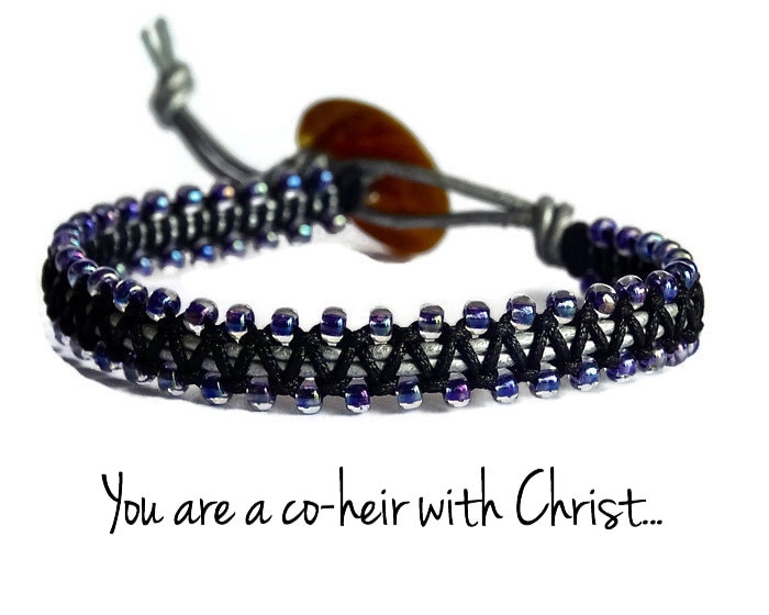 Makramee Armband ~ Christian Bracelet Lederarmband Stapelbar Jewelry Gesegnet Schmuck Geflochten Weihnachtsgeschenk von HolyFireDesigns