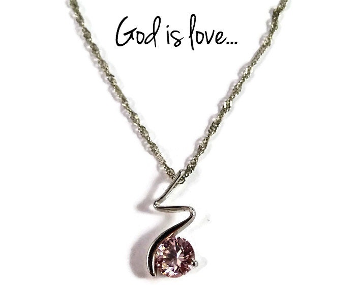 Rosa Kristall Halskette, Zick-Zack-Halskette, Elegante Gesegnet Schmuck, Christian Jewelry von HolyFireDesigns