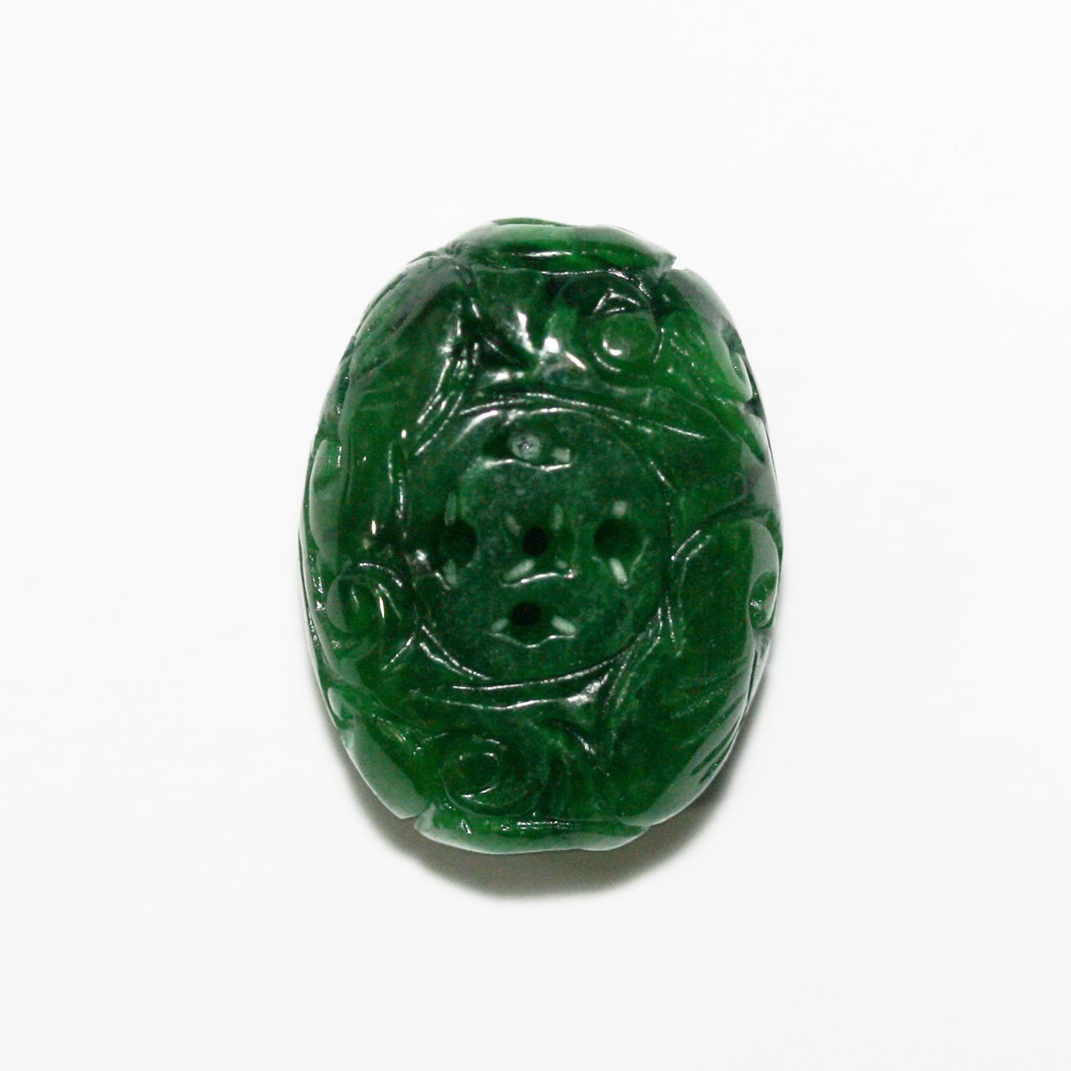 Grüner Jade Geschnitzte Anhänger 30x22 Mm.ca.(Gebohrt 5Mm Designer Unikat Grüner Jade Geschnitzte Anhänger 30x22 Mm.ca.(Gebohrt 5Mm Designer Unikat von HolyGEMS