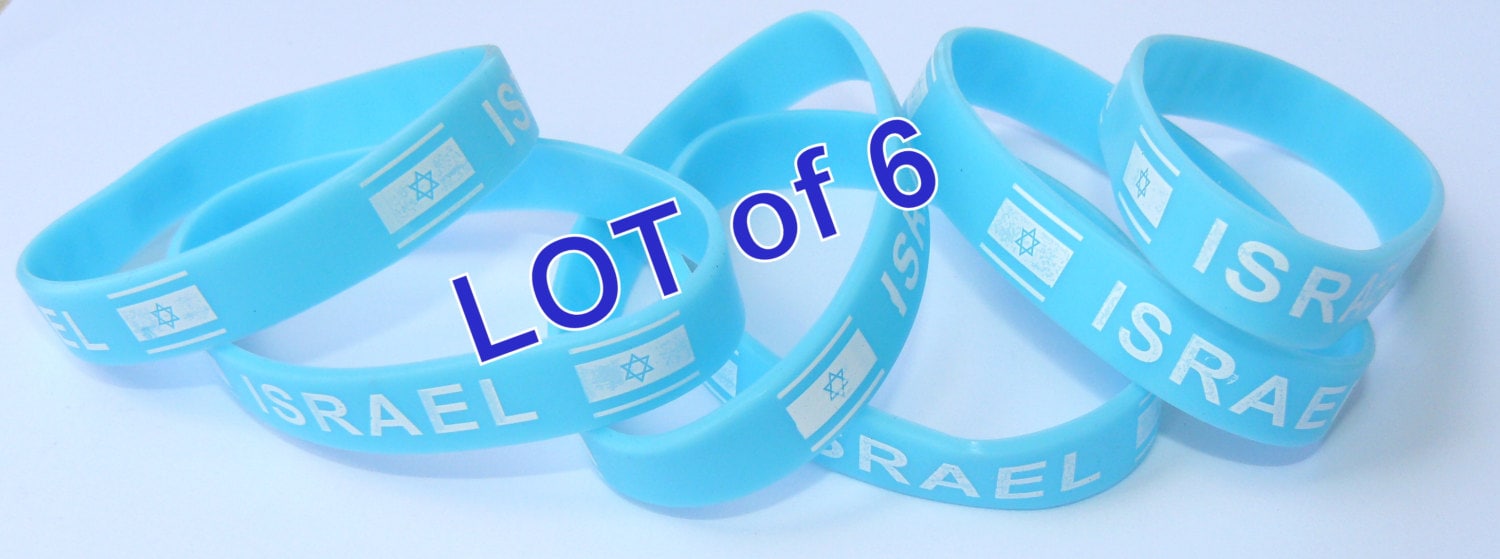 6 Stück - "Israel" | Israel Flagge Kautschuk Armband Wristband Israel Hebräisch 6 Stück - "Israel" | Israel Flagge Kautschuk Armband Wristband Israel Hebräisch von HolyGifts