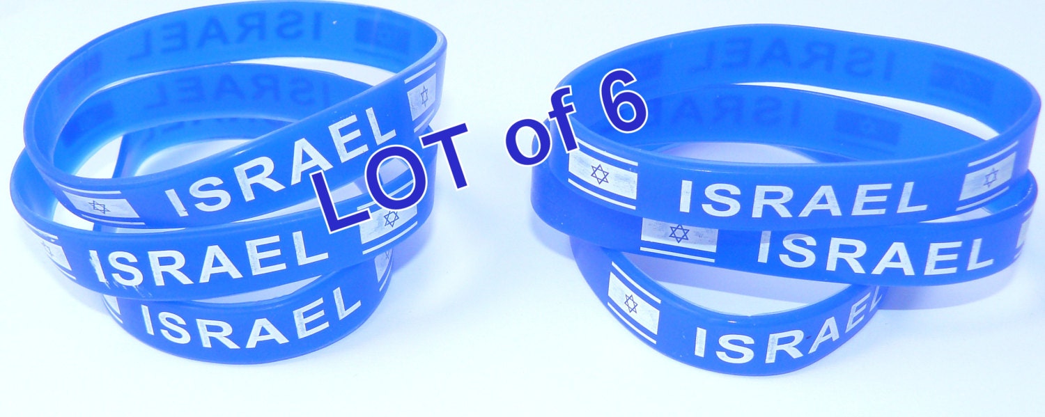 6 Stück - "Israel" | Israel Flagge Kautschuk Armband Wristband Israel Hebräisch 6 Stück - "Israel" | Israel Flagge Kautschuk Armband Wristband Israel Hebräisch von HolyGifts