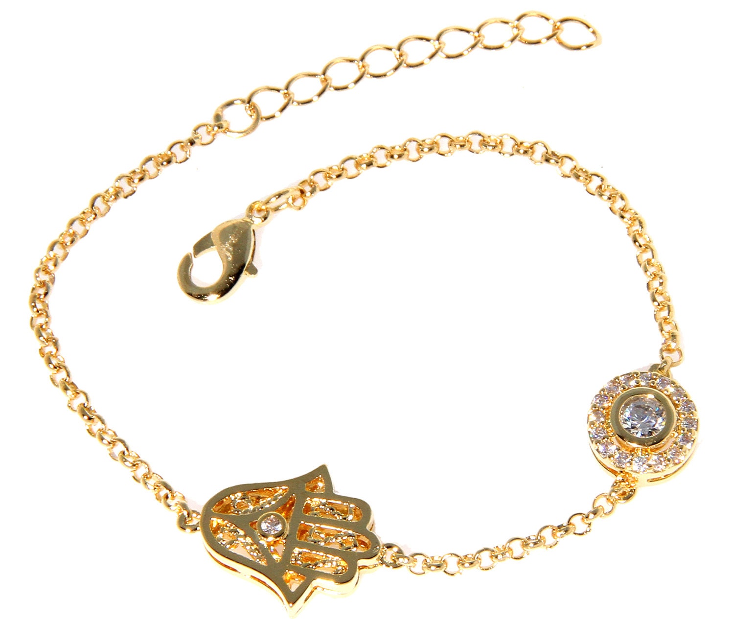 Hamsa Bein Armband, 14K Gold Gefüllt Hamsa-Anhänger Mit Weißen Zirkonia Für Hohe Qualität | Aaa Glück Kabbalah Schmuck Hamsa Bein Armband, 14K Gold Gefüllt Hamsa-Anhänger Mit Weißen Zirkonia Für Hohe Qualität | Aaa Glück Kabbalah Schmuck von HolyGifts