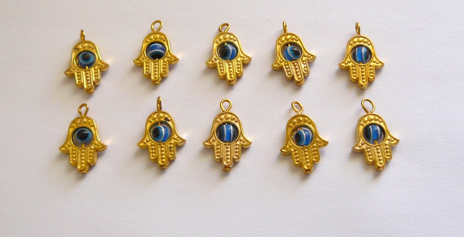 Menge 10 - Kabbalah Schmuck Für Liebe, Hoffnung Und Gebet Goldene Farbe Evil Eye Hamsa Anhänger Halskette Armband Menge 10 - Kabbalah Schmuck Für Liebe, Hoffnung Und Gebet Goldene Farbe Evil Eye Hamsa Anhänger Halskette Armband von HolyGifts