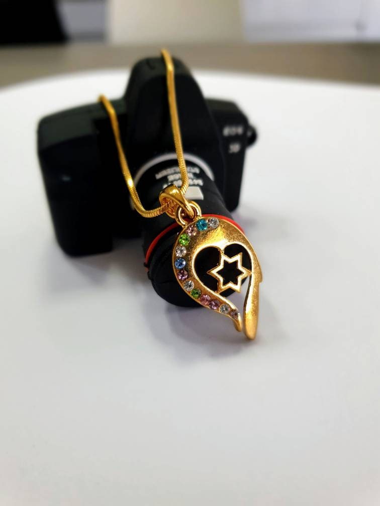 Schmuck Für Liebe, Hoffnung Und Gebet - Vergoldet Tropfen "Magen David" Halskette Mit Kristallsteinen Schmuck Für Liebe, Hoffnung Und Gebet - Vergoldet Tropfen "Magen David" Halskette Mit Kristallsteinen von HolyGifts