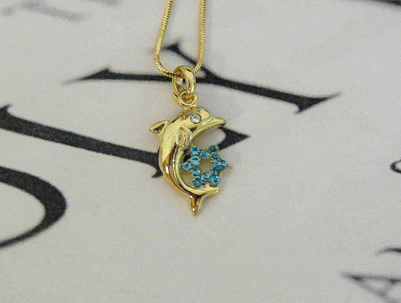 Schmuck Für Liebe, Hoffnung Und Gebet - Vergoldeter Delfin "Magen David" Halskette Mit Kristallsteinen Schmuck Für Liebe, Hoffnung Und Gebet - Vergoldeter Delfin "Magen David" Halskette Mit Kristallsteinen von HolyGifts