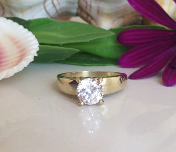 Bergkristall Ring - April Birthstone Liebe Hochzeitsschmuck Edelstein-Ring Gold Facettierte Braut Geschenk von HolyLandChic