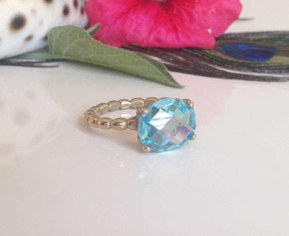 Blauer Topas Ring - Dezember Birthstone Goldring Stift-Ring Edelstein-Ring Versprechen Schmuck von HolyLandChic