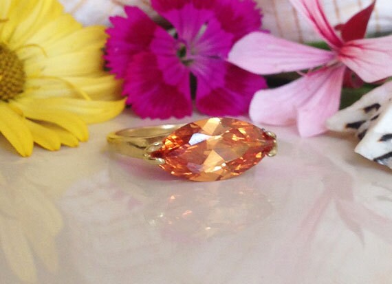 Citrin Ring - November Geburtsstein Goldring Gelben Cocktail-Ring Zarter Edelstein-Ring Geschenk von HolyLandChic