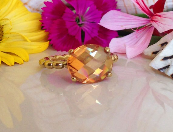 Citrin Ring - November Geburtsstein Goldring Gelben Cocktail-Ring Zarter Edelstein-Ring Hochzeitsgeschenk von HolyLandChic