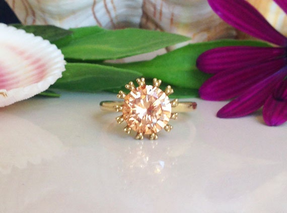 Citrin Ring - November Geburtsstein Goldring Gelben Cocktail-Ring Zarter Edelstein-Ring Hochzeitsgeschenk von HolyLandChic