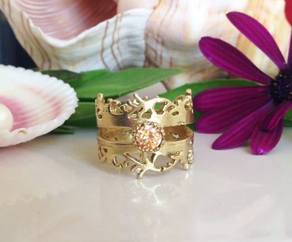 Citrin Ring - November Geburtsstein Goldring Gelben Stift Einstellung Zarter Edelstein-Ring Schmuck von HolyLandChic