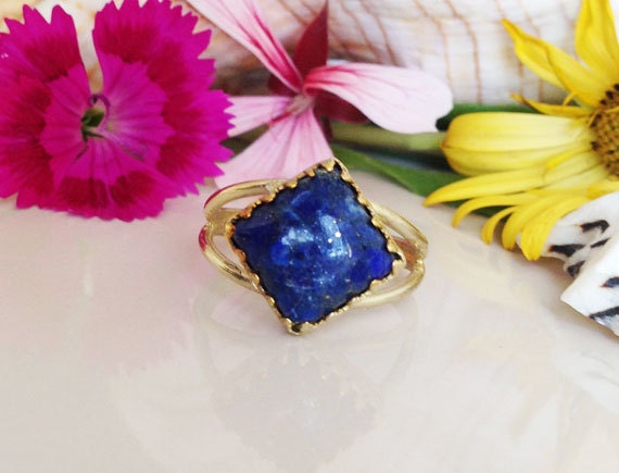 Echte Lapis-Ring - Platz Krone Ring Promise Natürliche Edelstein-Ring September Birthstone Marine-Vintage-Ring Royal Blue von HolyLandChic