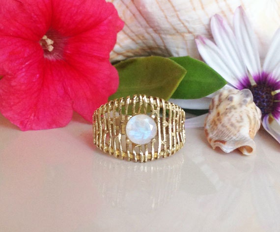 Echter Mondstein Ring - Juni Geburtsstein Versprechen Reflektierende Ringe Natürlicher Edelstein Mit Fassung Birthstone von HolyLandChic