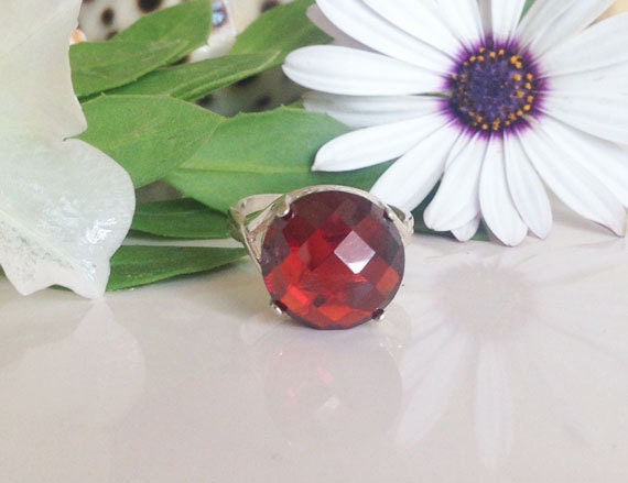 Granat Ring - Januar Geburtsstein Silber Promise Jahrgang Band Edelstein-Ring Roter Braut von HolyLandChic