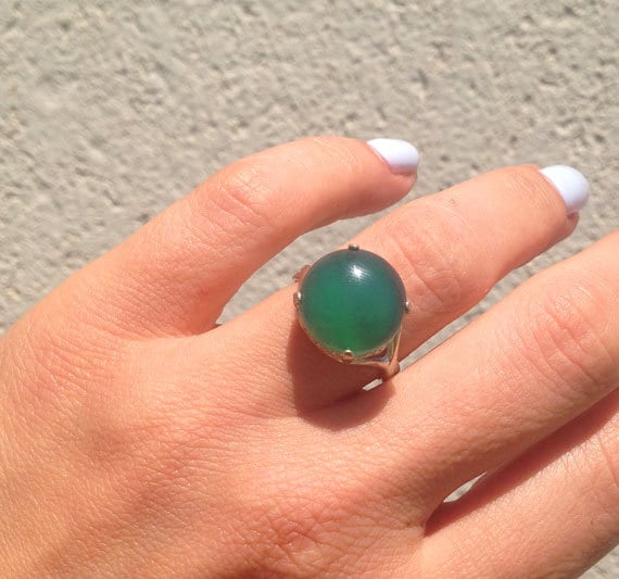 Grüner Achat-Ring - Versprechen Ring Echter Edelstein Vintage-Ring Anweisungsring Cocktail-Ring Gold von HolyLandChic