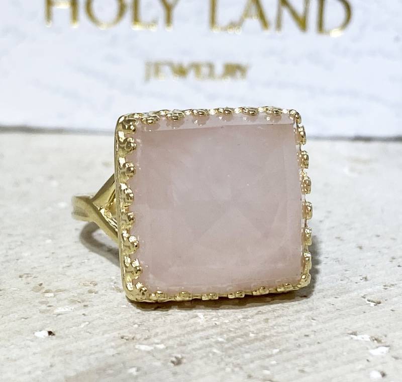 Rosa Chalcedon Ring - Rosenquarz Oktober Geburtsstein Gold Brautring Vintage Stil Versprechen von HolyLandChic