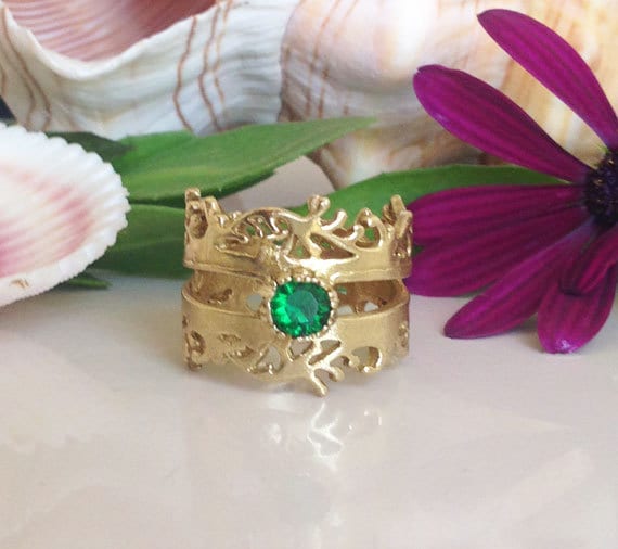 Smaragd Ring - Kann Birthstone Edelstein-Ring Gold Facettierte Hochzeitsgeschenk Stift Einstellung Zarten Ring-Ring von HolyLandChic