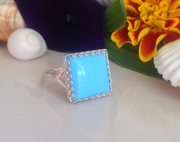 Türkis Ring - Dezember Platz Krone Promise Silber Stift Birthstone Cocktail-Ring von HolyLandChic