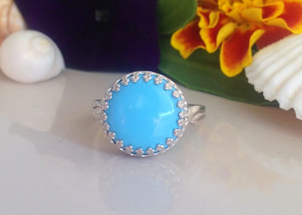 Türkis Ring - Dezember Runde Krone Promise Sterling Silberring Stift Birthstone Cocktail-Ring von HolyLandChic