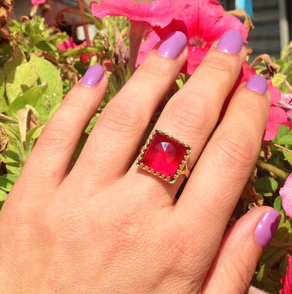 Turmalin-Ring - Turmalin Platz Kronenring Gold Ring Verlobungsring Rose Rosa Schnitt Versprechen von HolyLandChic