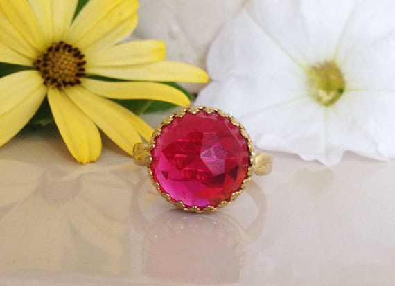 Turmalin-Ring - Turmalin Runde Kronenring Gold Ring Verlobungsring Rose Geschnitten Rosa Versprechen von HolyLandChic