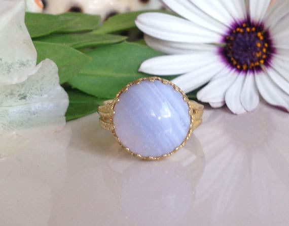 Versprechen Sie Lace Achat Ring - Bunte Runde Kronenring Edelstein-Ring Vintage-stil Gold Cocktail-Ring von HolyLandChic