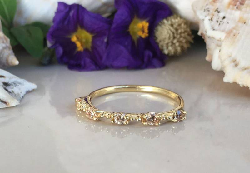 Champagner Citrin Ring - Edelstein Stapel Zinken November Geburtsstein Schlichter Gold von HolyLandJewelry