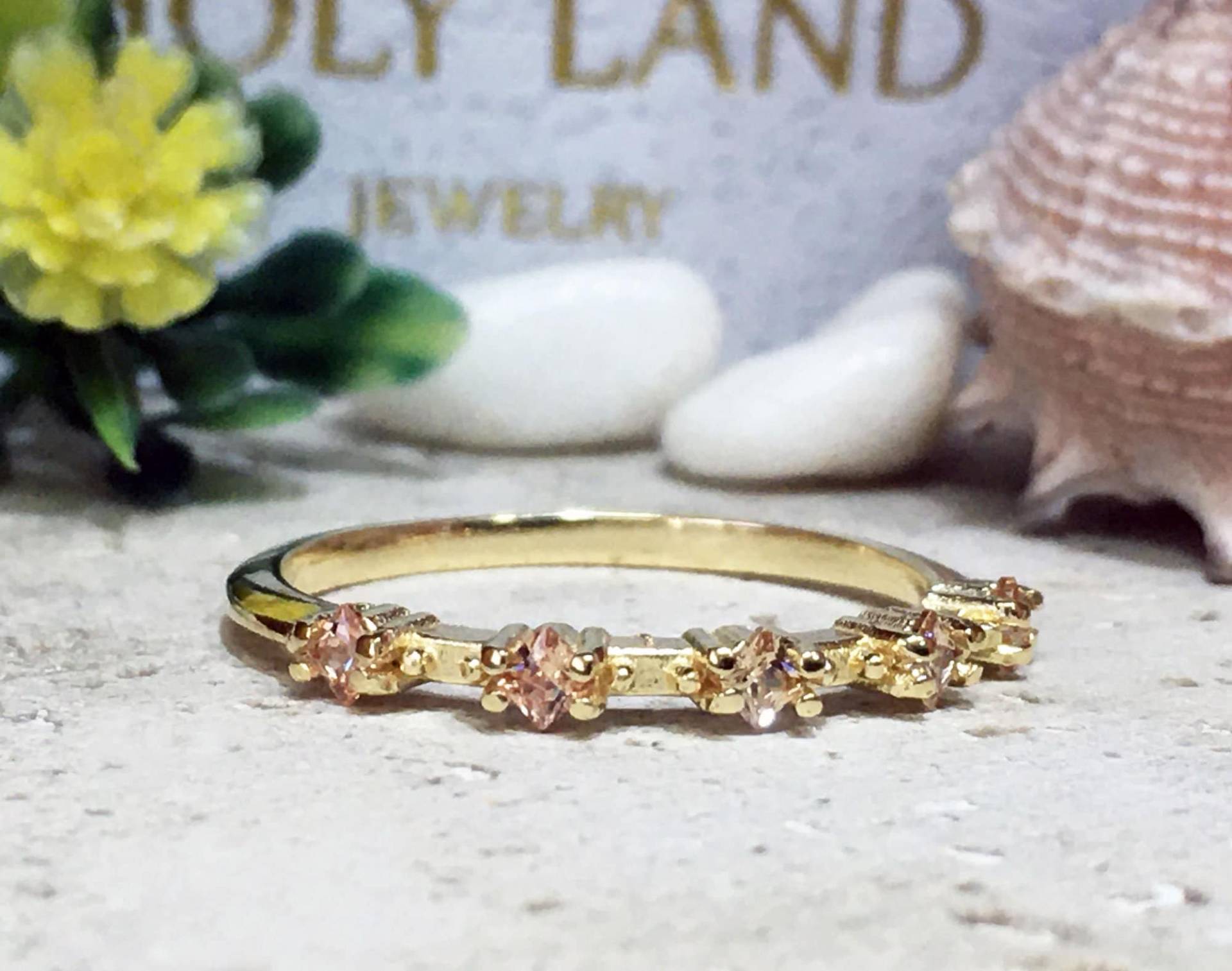 Citrin Ring - Champagner Kristall Edelstein Stapelring November Geburtsstein Schlichter Kleiner von HolyLandJewelry