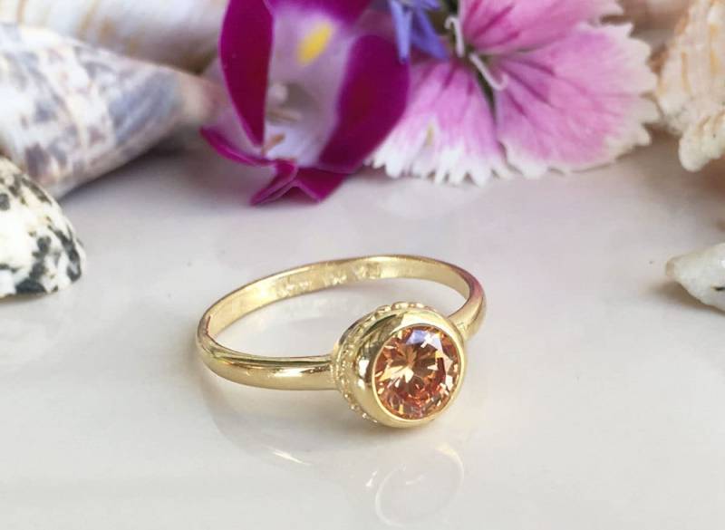 Citrin Ring - Edelstein Stapel November Schlichter Runder Winziger Zarter Gold Citrin Ring - Edelstein Stapel November Schlichter Runder Winziger Zarter Gold von HolyLandJewelry