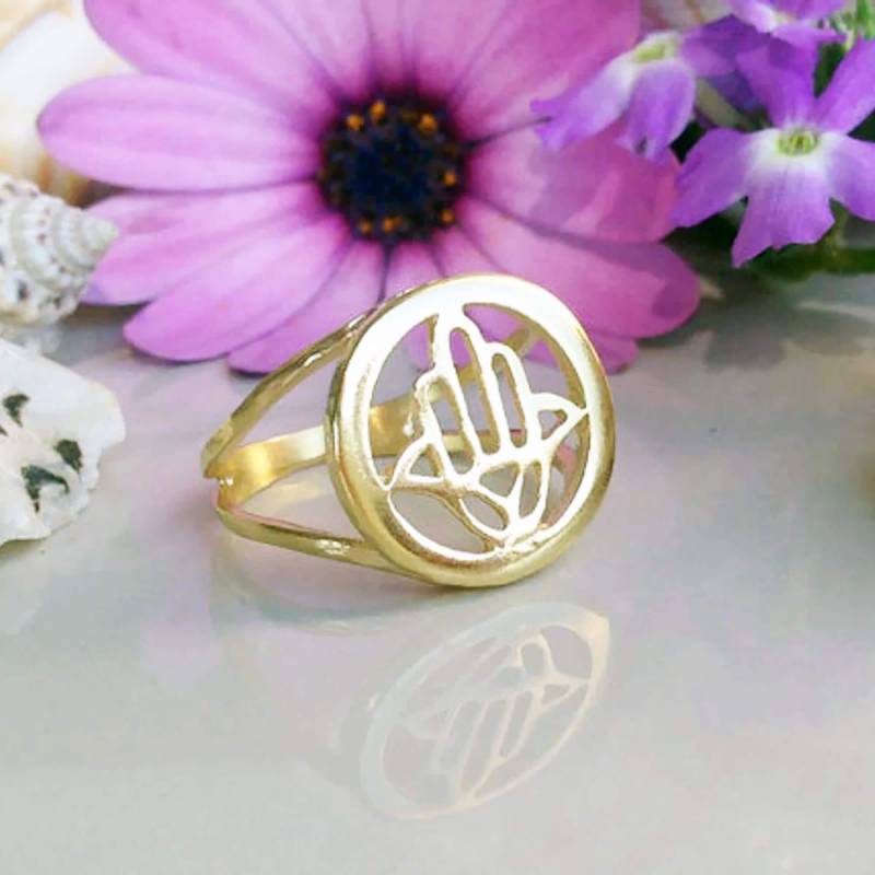 Gold Hamsa Ring - Hand Der Fatima Böser Blick Schutz Schlichter Alltagsring Viel Glück von HolyLandJewelry