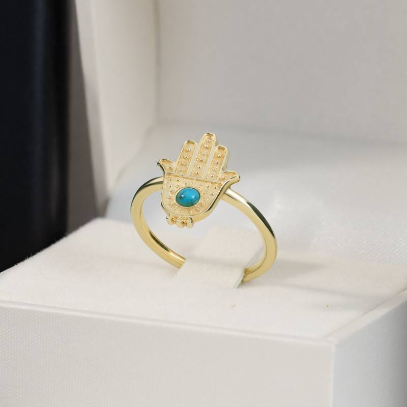 Hamsa Ring - Hand Gold Der Fatima Schutz Vor Dem Bösen Schlichter Alltagsring Glücksring von HolyLandJewelry