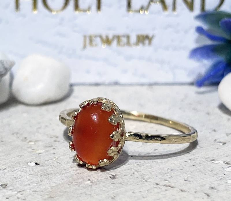 Karneol Ring - Echter Edelstein Spitzenring Ovaler Kleiner Schlichter Gehämmerter Goldring Zarter Karneol Ring - Echter Edelstein Spitzenring Ovaler Kleiner Schlichter Gehämmerter Goldring Zarter von HolyLandJewelry