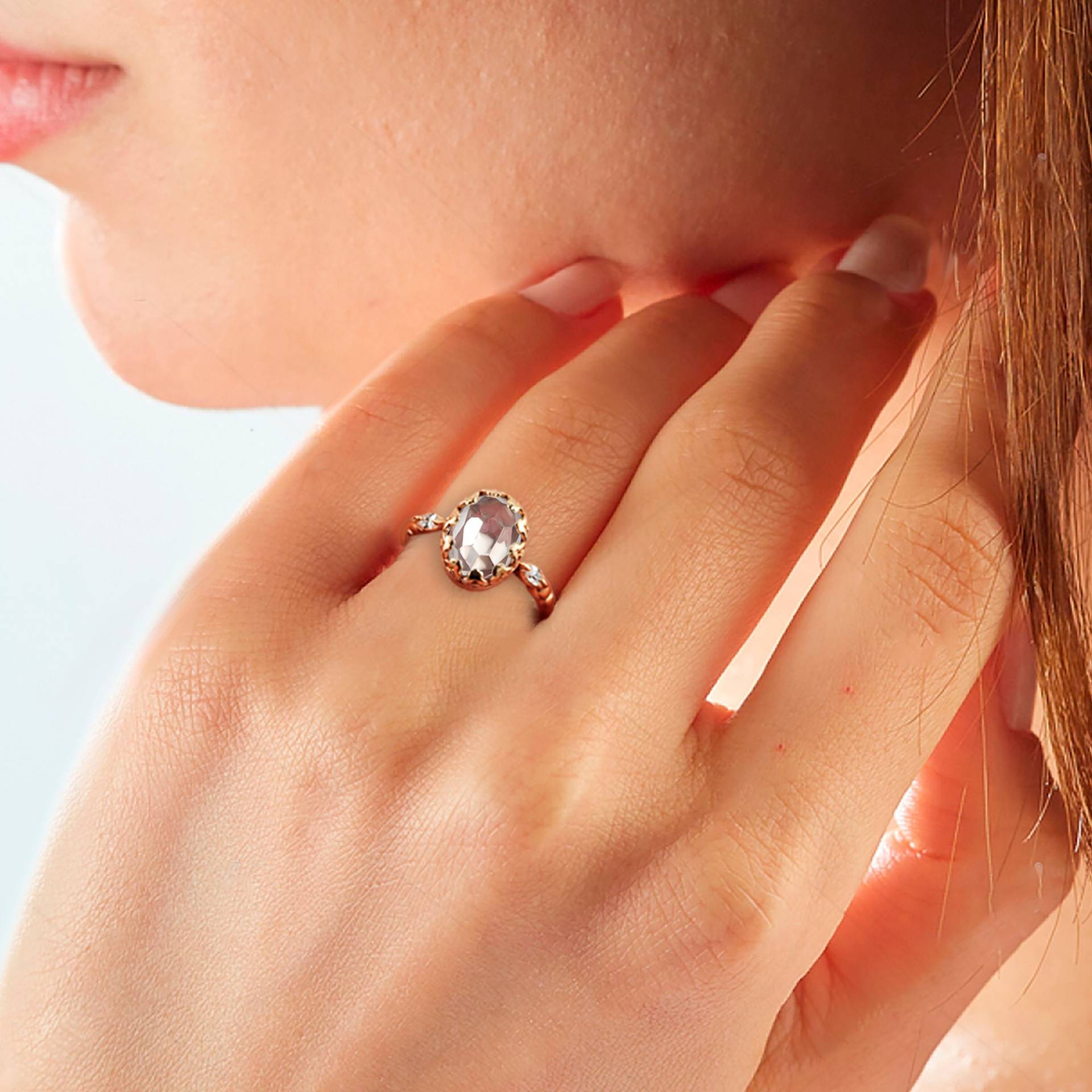 Klarer Quarz Ring - Gold Lünette April Birthstone Statement Oval Edelstein Band Schmuck Zierlicher von HolyLandJewelry