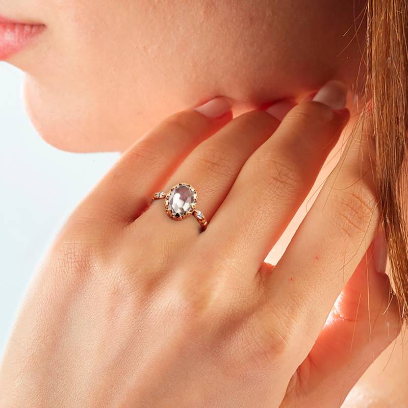 Klarer Quarz Ring - Gold Lünette April Birthstone Statement Oval Edelstein Band Schmuck Zierlicher von HolyLandJewelry