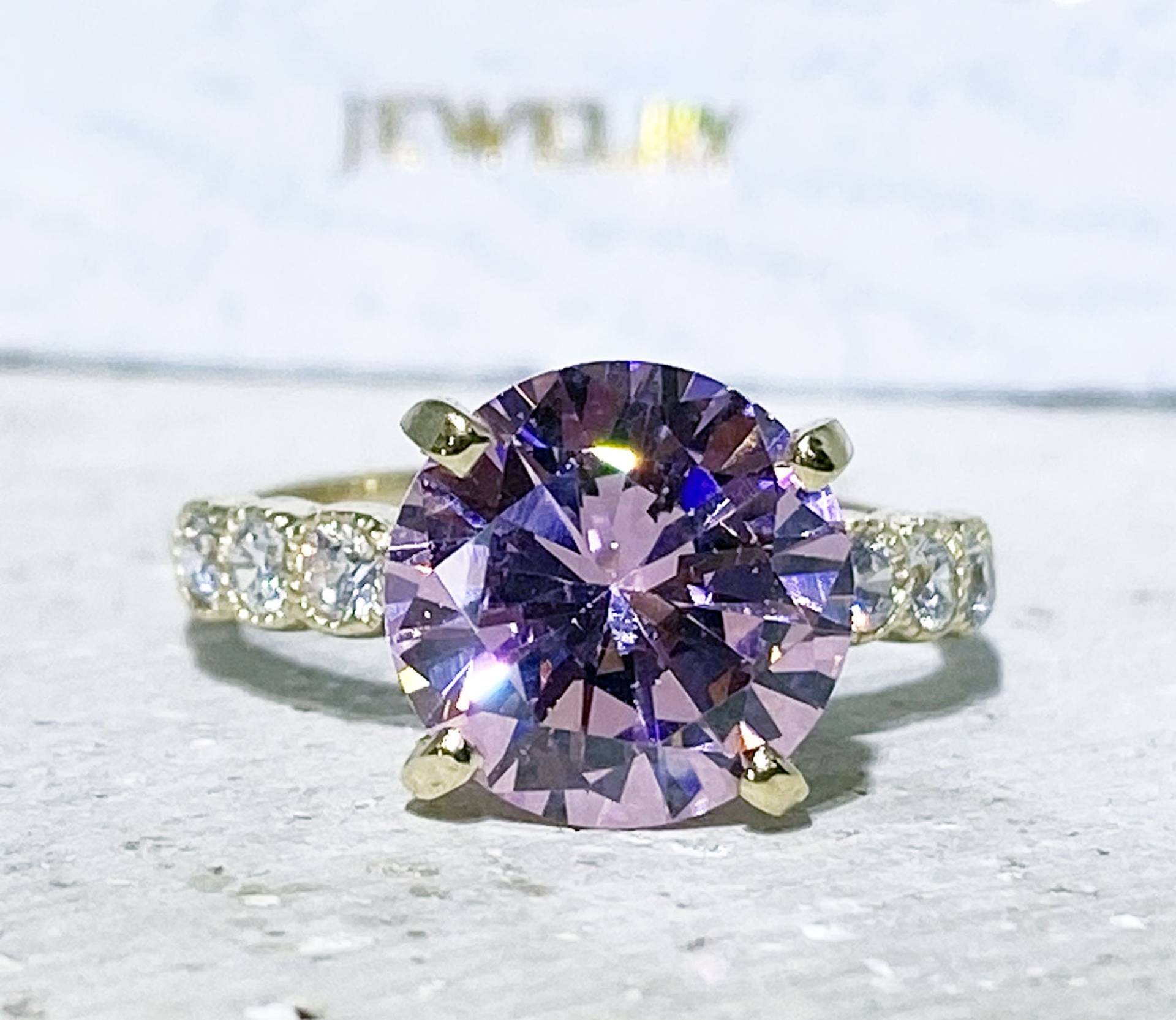 Rosenquarz Ring - Goldring Krappenring Statement Oktober Cocktail Edelstein Band Verlobungsring Runder von HolyLandJewelry