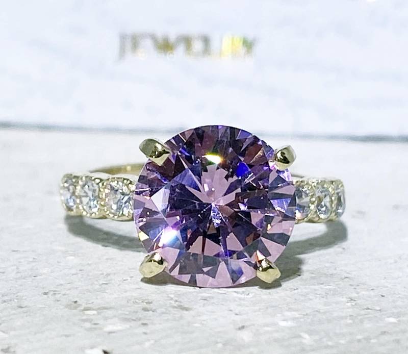 Rosenquarz Ring - Goldring Krappenring Statement Oktober Cocktail Edelstein Band Verlobungsring Runder von HolyLandJewelry